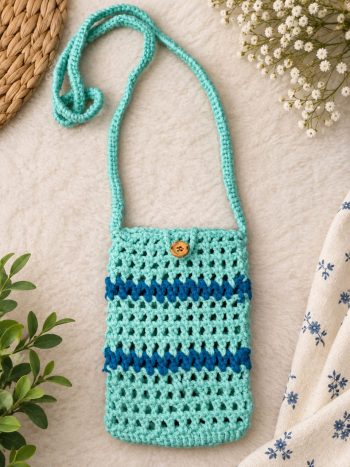 Crochet Mobile Pouch - Sea Green & Blue